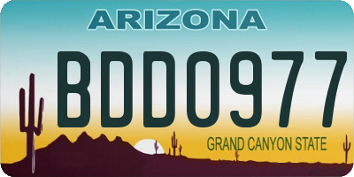 AZ license plate BDD0977