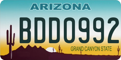 AZ license plate BDD0992