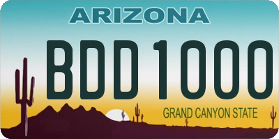 AZ license plate BDD1000