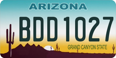AZ license plate BDD1027
