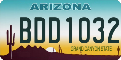 AZ license plate BDD1032