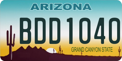 AZ license plate BDD1040