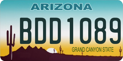 AZ license plate BDD1089