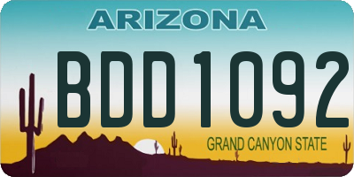 AZ license plate BDD1092