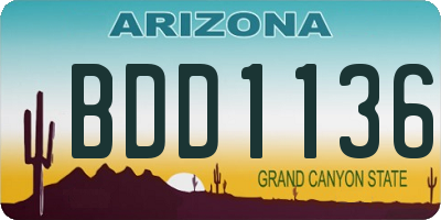 AZ license plate BDD1136