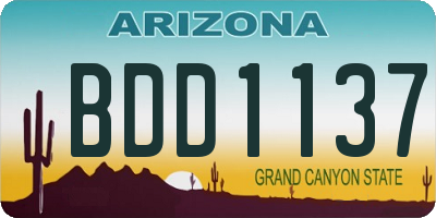 AZ license plate BDD1137