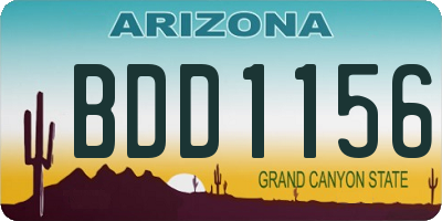 AZ license plate BDD1156
