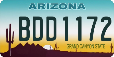 AZ license plate BDD1172