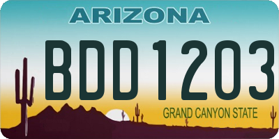 AZ license plate BDD1203