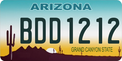 AZ license plate BDD1212