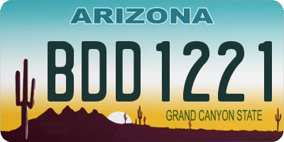 AZ license plate BDD1221