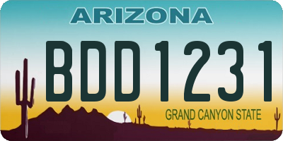 AZ license plate BDD1231