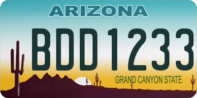 AZ license plate BDD1233
