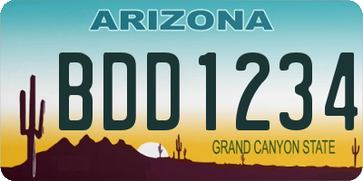 AZ license plate BDD1234