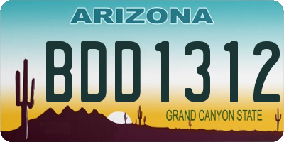 AZ license plate BDD1312