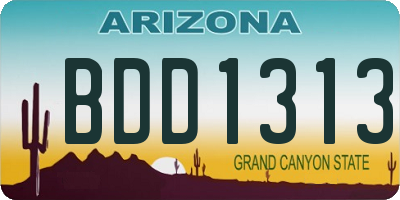 AZ license plate BDD1313