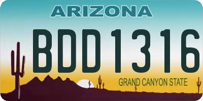 AZ license plate BDD1316