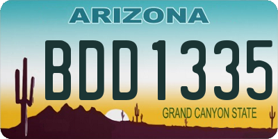 AZ license plate BDD1335