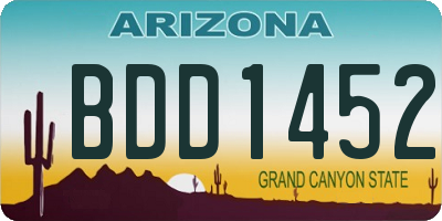 AZ license plate BDD1452