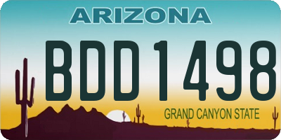 AZ license plate BDD1498