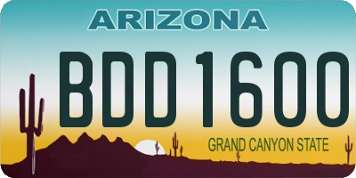 AZ license plate BDD1600