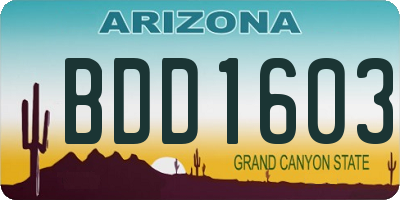 AZ license plate BDD1603