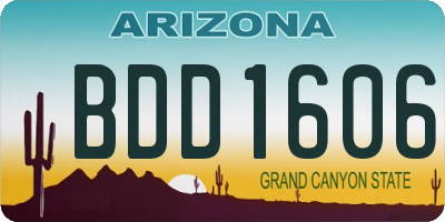 AZ license plate BDD1606