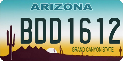 AZ license plate BDD1612