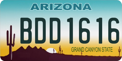 AZ license plate BDD1616