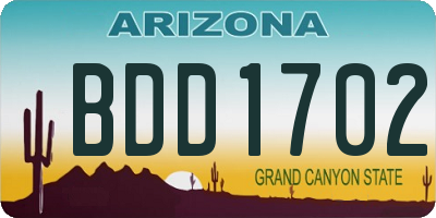 AZ license plate BDD1702