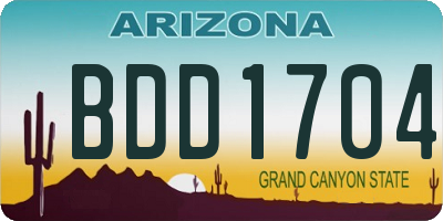 AZ license plate BDD1704