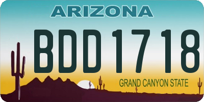AZ license plate BDD1718