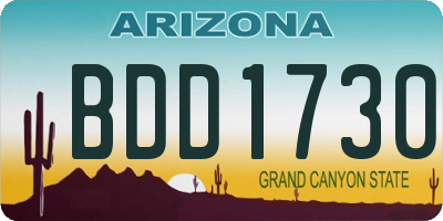 AZ license plate BDD1730