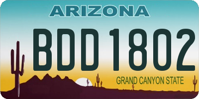 AZ license plate BDD1802