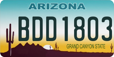 AZ license plate BDD1803