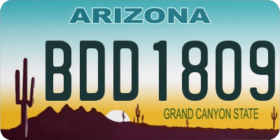 AZ license plate BDD1809