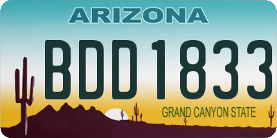AZ license plate BDD1833