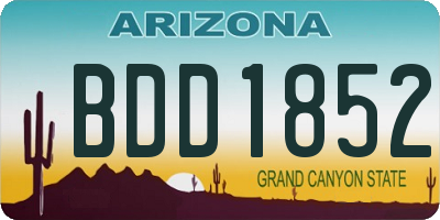 AZ license plate BDD1852