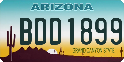 AZ license plate BDD1899