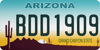 AZ license plate BDD1909