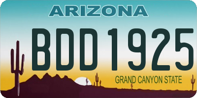 AZ license plate BDD1925