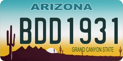 AZ license plate BDD1931