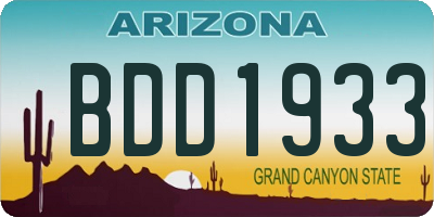 AZ license plate BDD1933