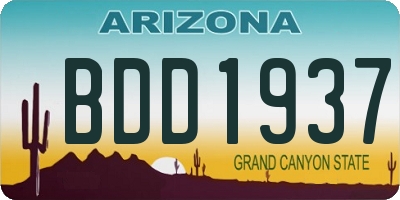 AZ license plate BDD1937