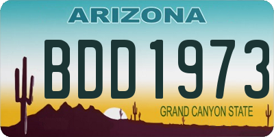 AZ license plate BDD1973