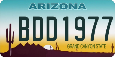 AZ license plate BDD1977
