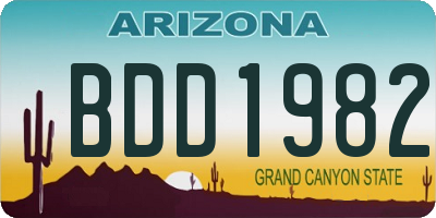 AZ license plate BDD1982