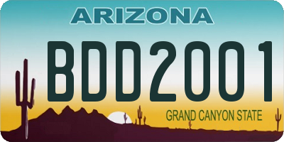 AZ license plate BDD2001