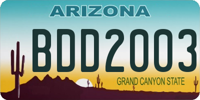 AZ license plate BDD2003