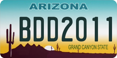 AZ license plate BDD2011